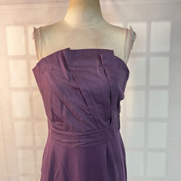 Deletta Anthropologie Purple Strapless fanned bodice cocktail Dress Size M - Picture 3 of 11